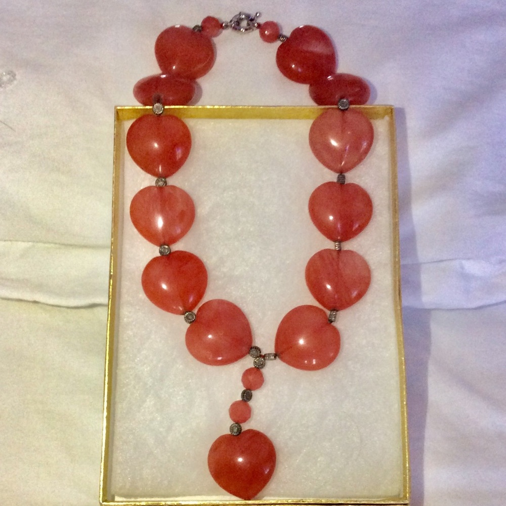 Red stone heart necklace